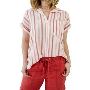 NEW SANCTUARY mod short sleeve boyfriend shirt in painted pottery